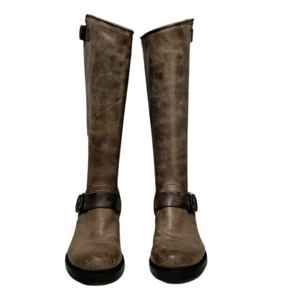 Frye Veronica Slouch Distressed Biker Rocker Prairie Boot Brown Womens Size 6.5 - Picture 2 of 14